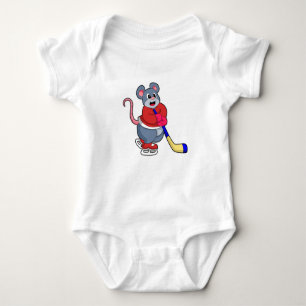 Rat mit Eishockey und Eishockeyschläger Baby Strampler