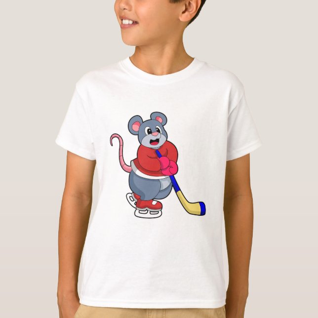 Rat mit Eishockey und Eishockeyschläger T-Shirt (Vorderseite)