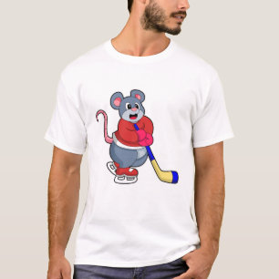 Rat mit Eishockey und Eishockeyschläger T-Shirt