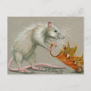 Rat mit Leaf Fall Postkarte