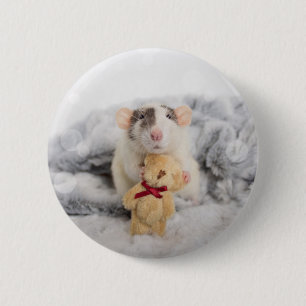 Rat mit Teddy-Bär-Button Button