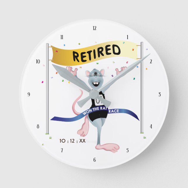 Rat Race Funny Retirement Runde Wanduhr (Vorderseite)
