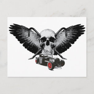 Rat Rod Skull & Crowbars Postkarte