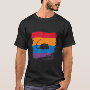 Rat Shadow Silhouette With Colorful Flag T-Shirt