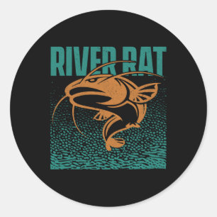 Rat "Süßwasser" beim Fischen — Fisch Runder Aufkleber