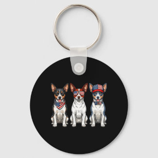 Rat Terrier 4. Juli Amerikanische Flagge Hund Schlüsselanhänger