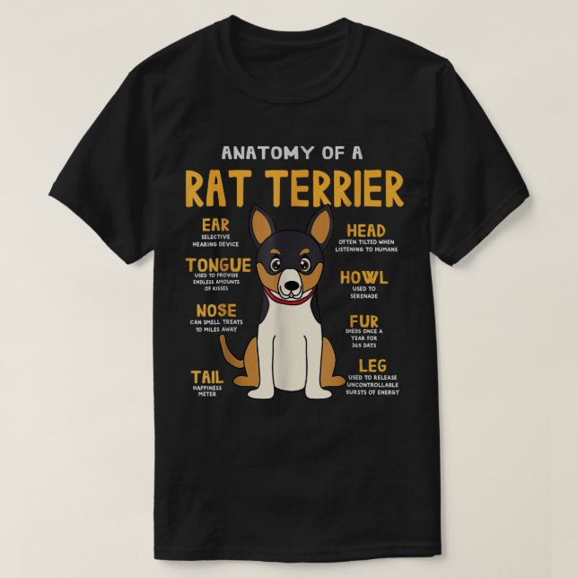 Rat Terrier Anatomy Funny Dog Mama Vater T-Shirt (Design vorne)