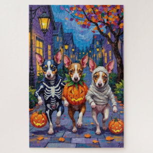 Rat Terrier beim Trick-or-Treat in Halloween-Kostü Puzzle