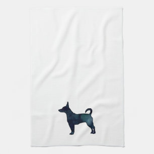 Rat Terrier Black Watercolor Hunde Silhouette Handtuch