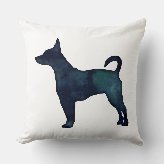Rat Terrier Black Watercolor Silhouette Kissen (Vorderseite)