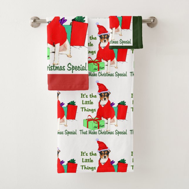 Rat Terrier Christmas Badhandtuch Set (Insitu)