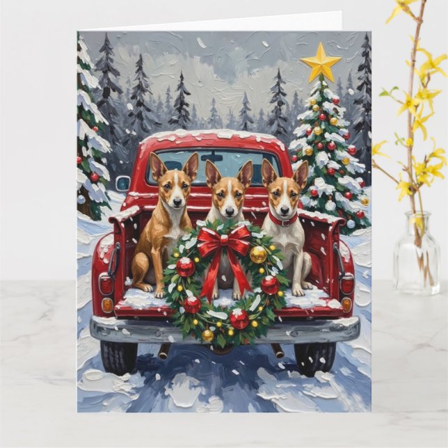 Rat Terrier Christmas Red Truck Holiday Karte (Gelbe Blume)
