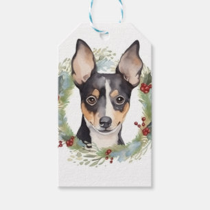 Rat Terrier Christmas Wreath Festive Pup Geschenkanhänger