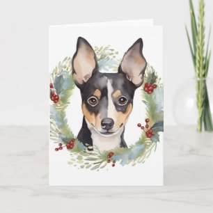 Rat Terrier Christmas Wreath Festive Pup Karte