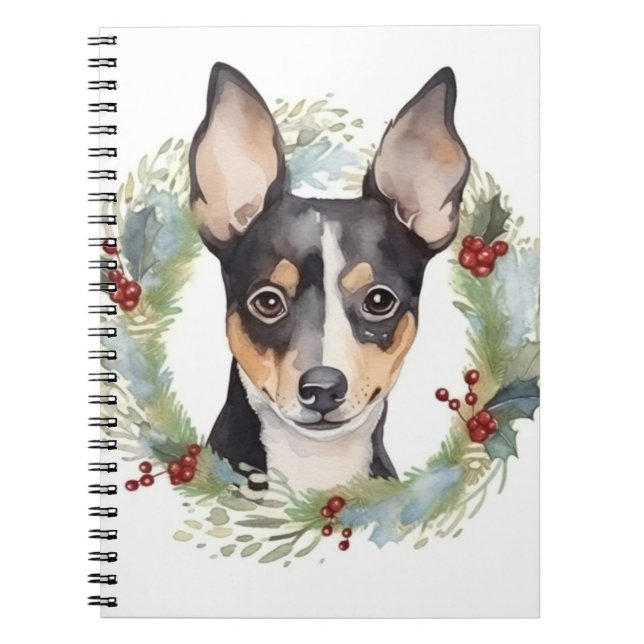 Rat Terrier Christmas Wreath Festive Pup Notizblock (Vorderseite)