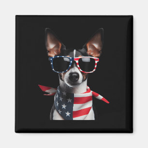 Rat Terrier Dog 4. Juli Amerikanische Unabhängigke Magnet