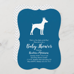 Rat Terrier Dog Baby Shower Blue Boy Einladung