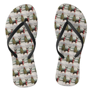 Rat Terrier Dog im Schnee Weihnachten Flip Flops
