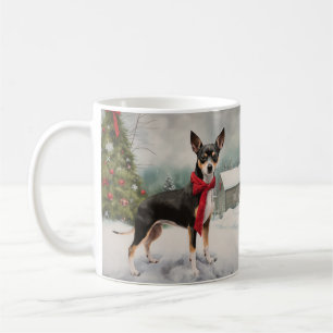 Rat Terrier Dog im Schnee Weihnachten Kaffeetasse
