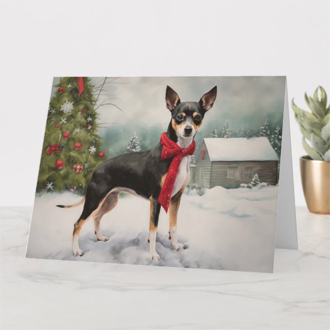 Rat Terrier Dog im Schnee Weihnachten Karte (Kleine Pflanze)