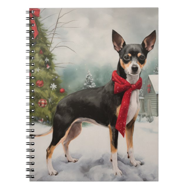 Rat Terrier Dog im Schnee Weihnachten Notizblock (Vorderseite)