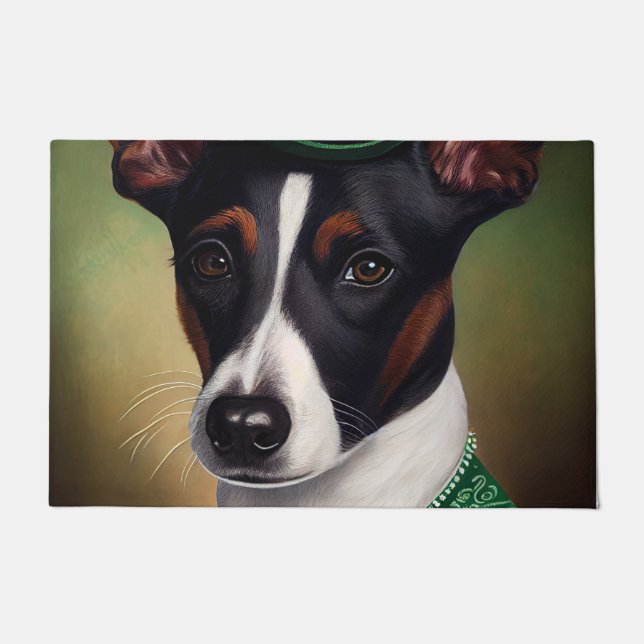 Rat Terrier Dog in St. Patrick's Day Dress Fußmatte (Vorderseite)