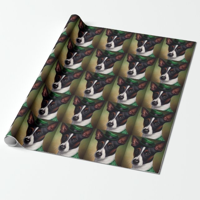 Rat Terrier Dog in St. Patrick's Day Dress Geschenkpapier (Ungerollt)