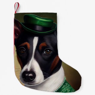 Rat Terrier Dog in St. Patrick's Day Dress Kleiner Weihnachtsstrumpf