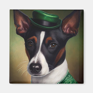Rat Terrier Dog in St. Patrick's Day Dress Magnet