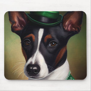 Rat Terrier Dog in St. Patrick's Day Dress Mousepad