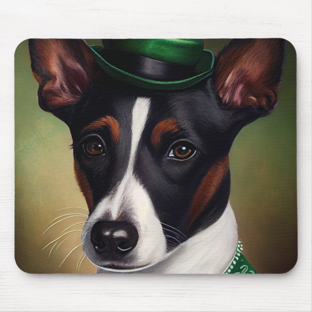 Rat Terrier Dog in St. Patrick's Day Dress Mousepad (Vorne)