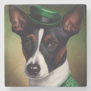 Rat Terrier Dog in St. Patrick's Day Dress Steinuntersetzer