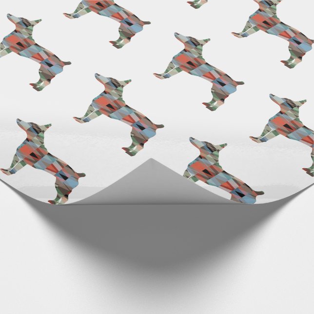 Rat Terrier Dog Rasse Geo Silhouette Kariert Geschenkpapier (Ecke)