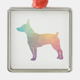 Rat Terrier Dog Rasse Geo Silhouette Pastel Ornament Aus Metall