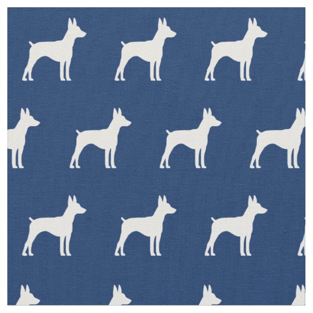 Rat Terrier Dog Silhouette Pet Navy Blue Stoff (Nahaufnahme)