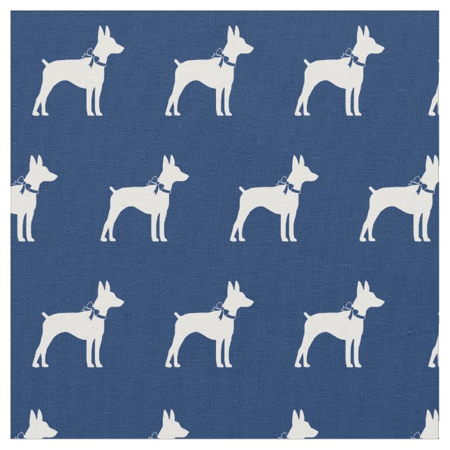 Rat Terrier Dog Silhouette Pet Navy Blue Stoff (Nahaufnahme)