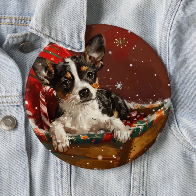 Rat Terrier Dog Weihnachtsfest Button (Beispiel)