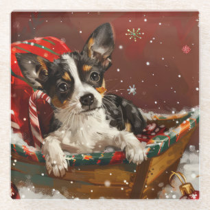 Rat Terrier Dog Weihnachtsfest Glasuntersetzer