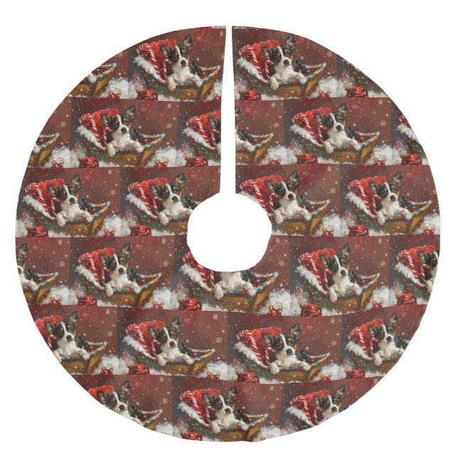 Rat Terrier Dog Weihnachtsfest Polyester Weihnachtsbaumdecke (Vorderseite)
