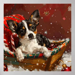 Rat Terrier Dog Weihnachtsfest Poster