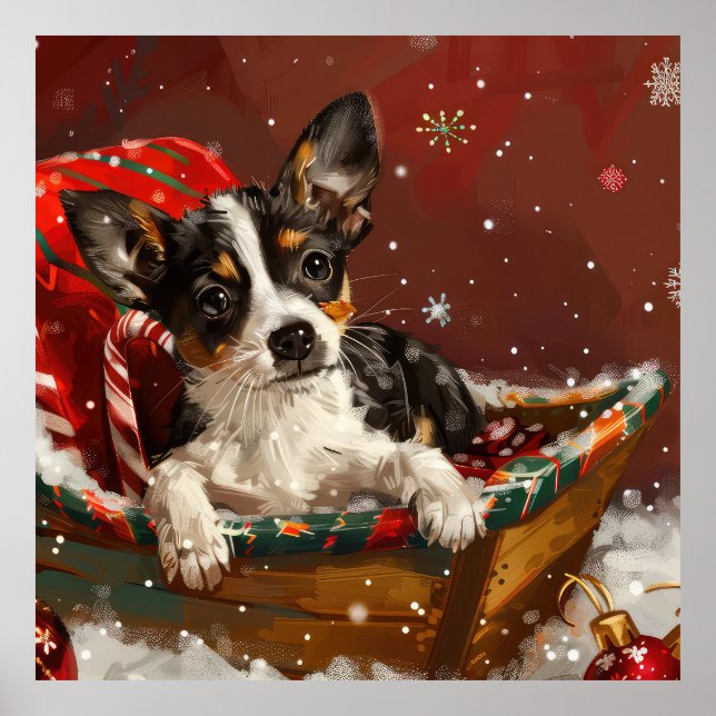 Rat Terrier Dog Weihnachtsfest Poster (Vorne)