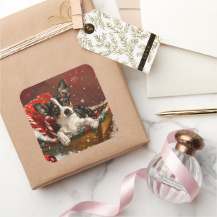 Rat Terrier Dog Weihnachtsfest Quadratischer Aufkleber