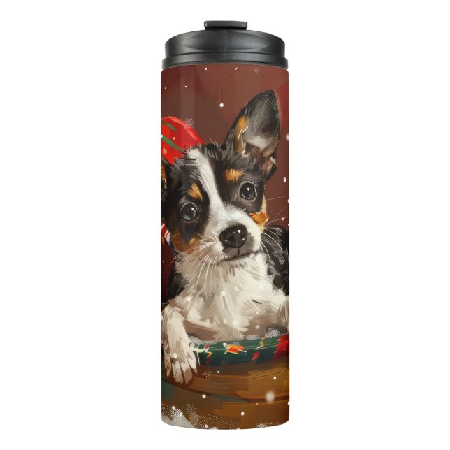 Rat Terrier Dog Weihnachtsfest Thermosbecher (Vorderseite)