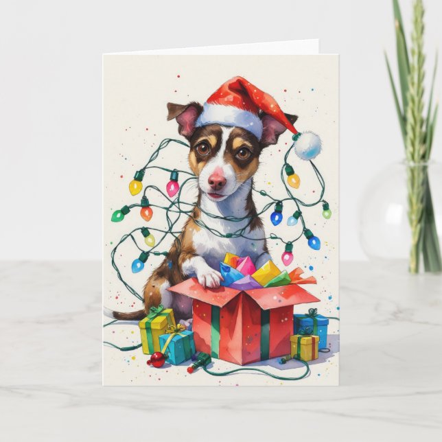 Rat Terrier Dog Weihnachtsgrüßkarte Karte (Vorderseite)
