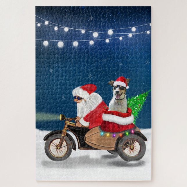 Rat Terrier Dog Weihnachtsmann Puzzle (Vertikal)