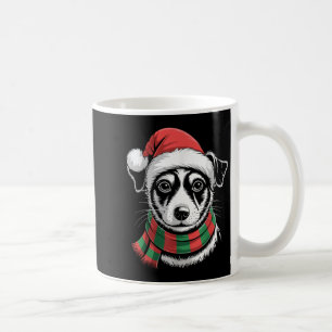 Rat Terrier Dog Xmas Weihnachtsmannmütze Scarf Wei Kaffeetasse