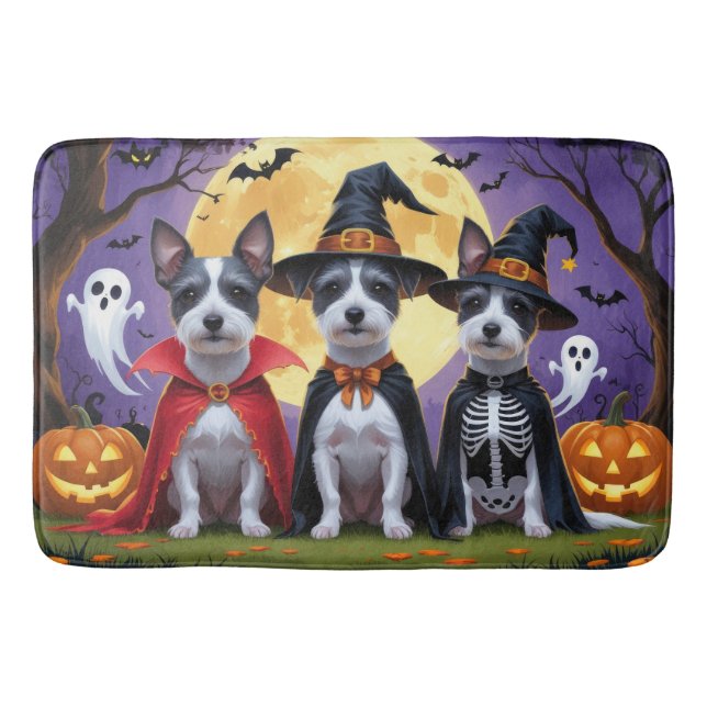 Rat Terrier Dogs Pumpkin Halloween Funny Badematte (Vorderseite)