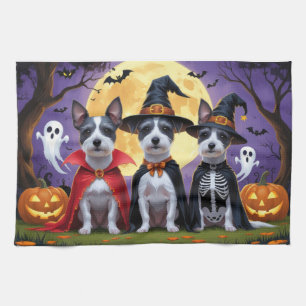 Rat Terrier Dogs Pumpkin Halloween Funny Geschirrtuch