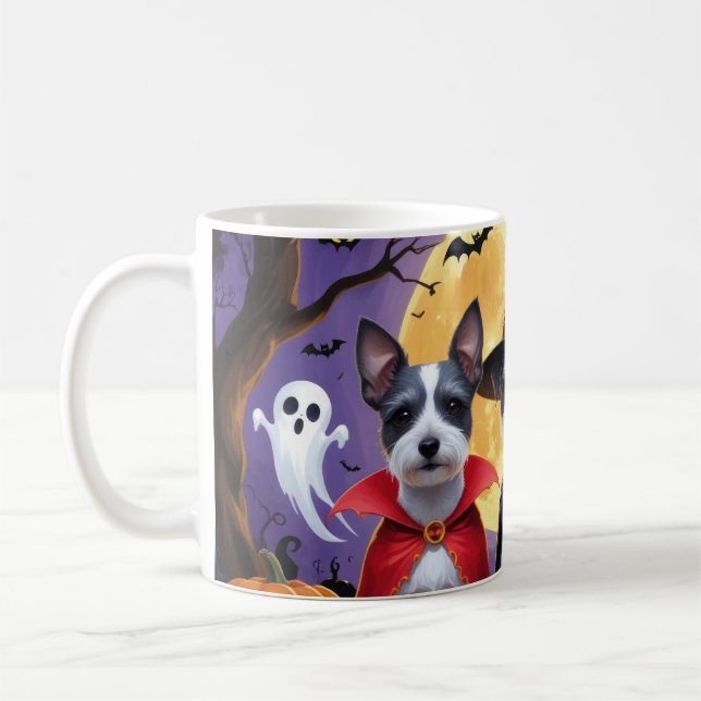 Rat Terrier Dogs Pumpkin Halloween Funny Kaffeetasse (Links)