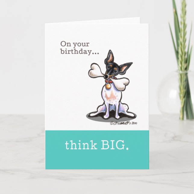 Rat Terrier Funny Birthday Think Big Karte (Vorderseite)